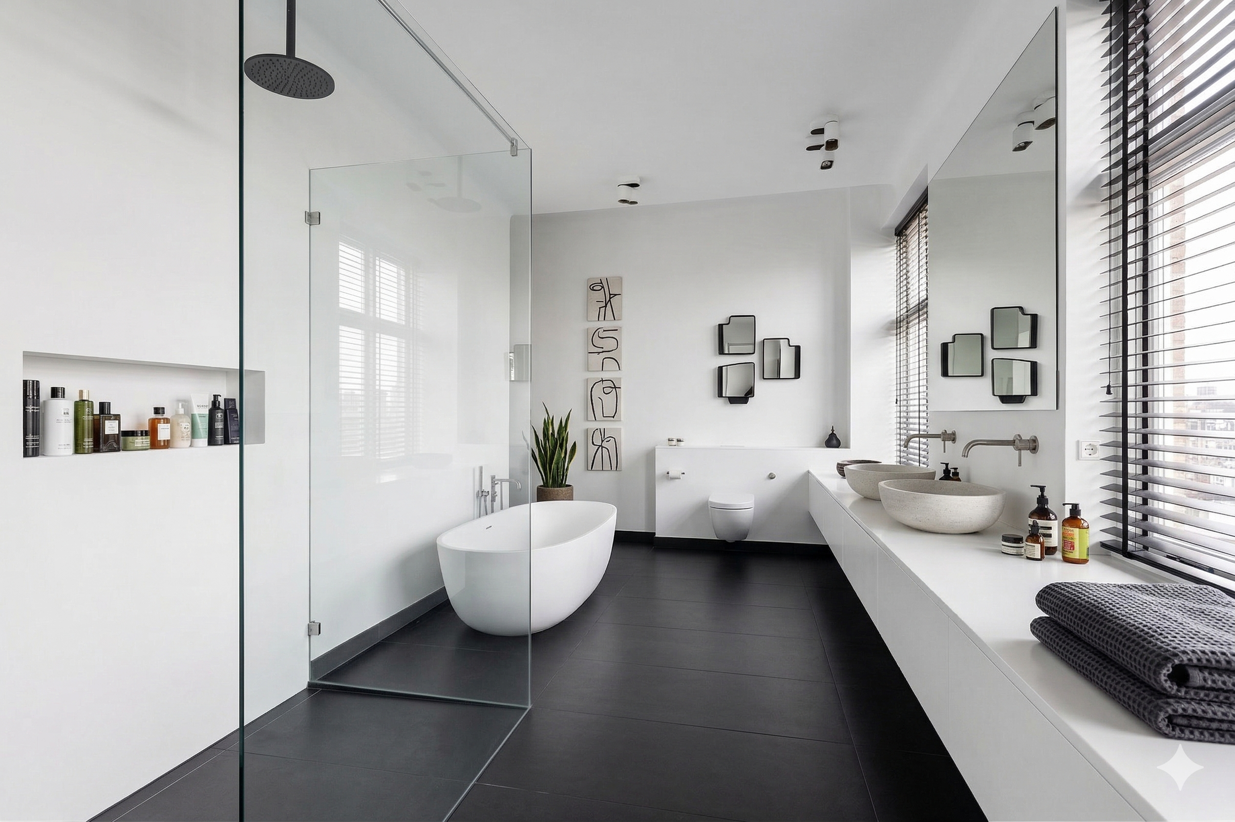 Moderne badeværelse med microcement finish